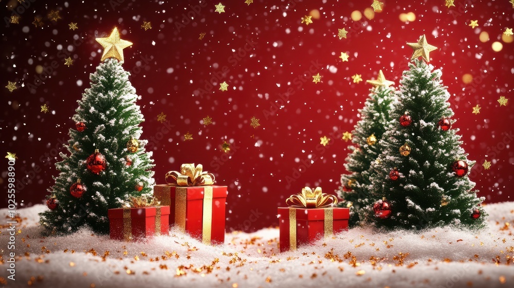 Christmas winter background with christmas tree in snowdrift,Realistic 3d design Xmas card decoration,gift box,fir branches, pine cones,Merry Christmas,Happy new year banner,Vector illustration. Christmas winter background with christmas tree in snowdrift,Realistic 3d design Xmas card decoration,gift box,fir branches, pine cones,Merry Christmas,Happy new year banner,Vector illustration.