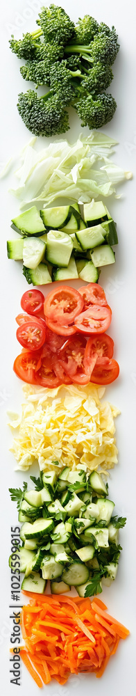 Delicious Array of Freshly Chopped Vegetables for Stir Fry Displayed on a White Background Delicious Array of Freshly Chopped Vegetables for Stir Fry Displayed on a White Background
