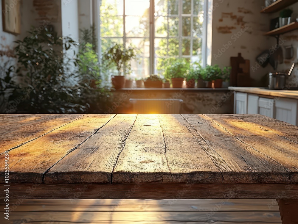 a rustic wooden table, set against a softly blurred kitchen environment, with warm lighting highlighting the texture of the wood and inviting atmosphere a rustic wooden table, set against a softly blurred kitchen environment, with warm lighting highlighting the texture of the wood and inviting atmosphere