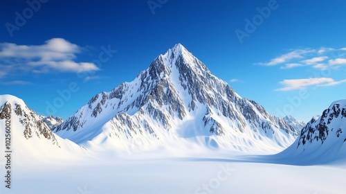 Majestic Snowy Mountain Peak Under Clear Blue Sky