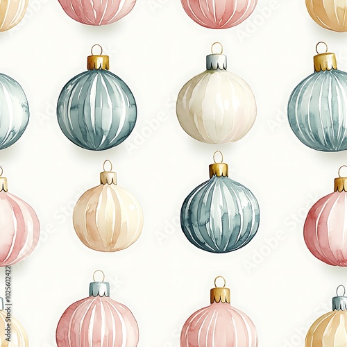 Delicate Watercolor Christmas Ornaments Pattern