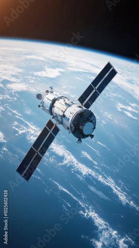 Design a Cybersecurity Satellite Grid in orbit, with luminous networks, intricate data encryption signals, and impenetrable defense firewalls safeguarding the planet