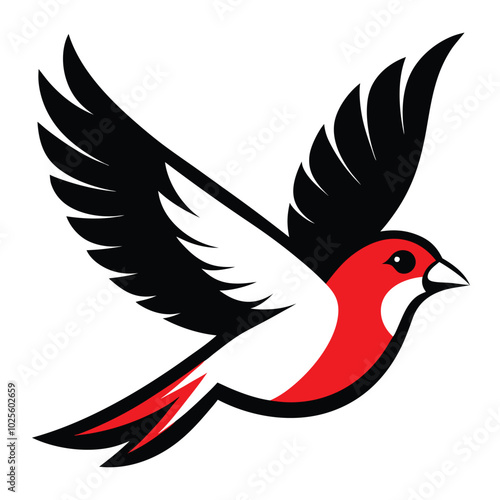 Solid color Red-Billed Quelea Bird flying animal vector design