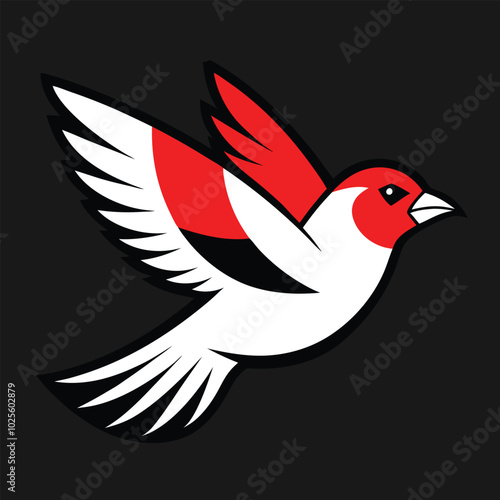 Solid color Red-Billed Quelea Bird flying animal vector design