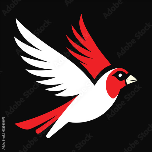 Solid color Red-Billed Quelea Bird flying animal vector design