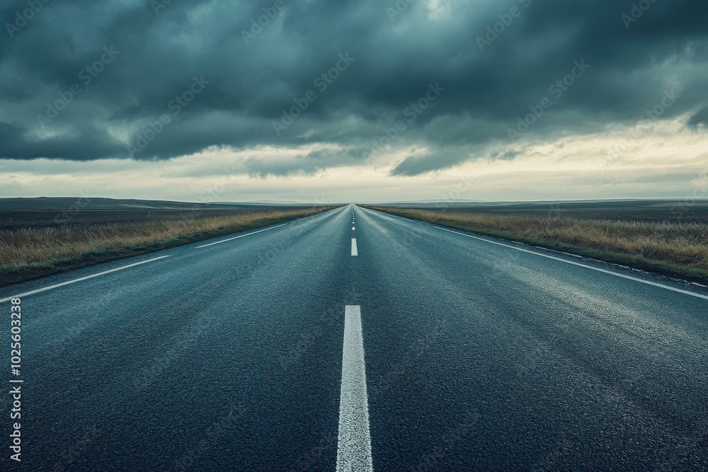 Naklejka premium Blank road stretching to the horizon, with copy space