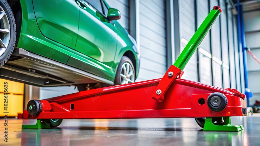 Fototapeta premium Jack Car: Versatile Auto Tool for Lifting, Repairing, and Supporting Vehicles with Durability and Safety in Mind