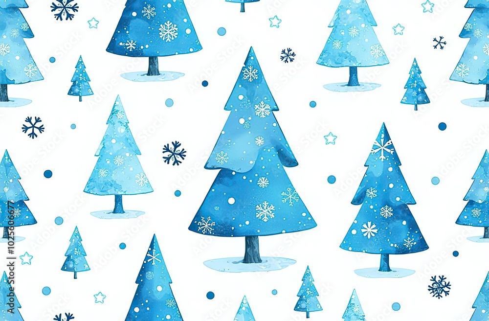 Hand drawn blue xmas tree seamless pattern Hand drawn blue xmas tree seamless pattern