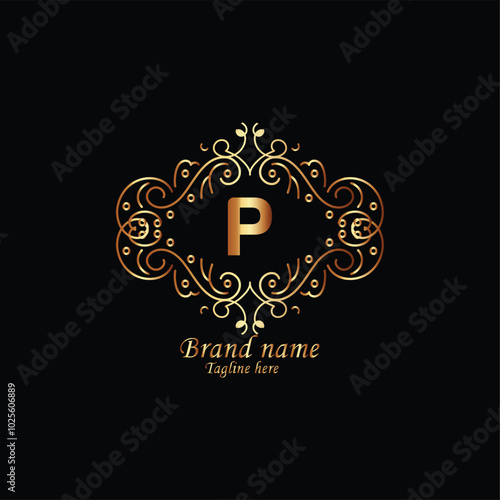 creative initial latter logo design with modern business vector template, luxury p latter logo , creative isolate p monogram latter logo , crow logo , royal logo with golden color and new design