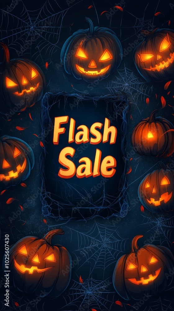 Fototapeta premium [Spooky ghosts, glowing pumpkins, and bold 