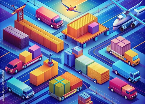 Logistics Icons Set - Aerial Photography of Delivery and Technology Innovations