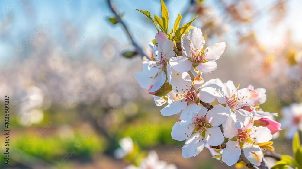 Fototapeta premium Delicate White Blossoms in Springtime Garden