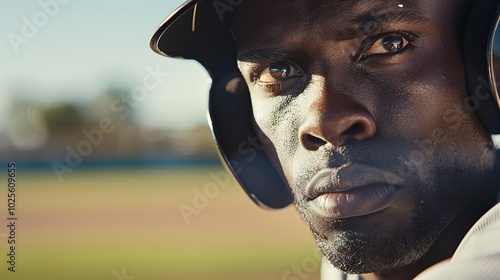 Close-up of professional baseball player in uniform, intense expression as he prepares to throw the ball during a high-stakes playoff game, capturing the focus and determination of the athlete. photo