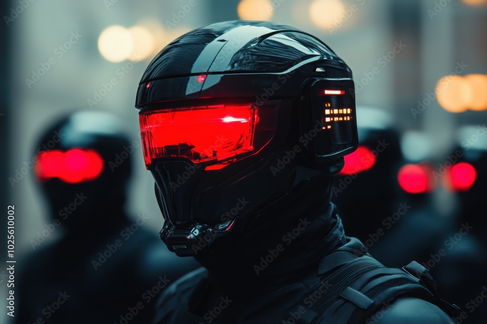 Fototapeta premium Cybernetic police force, with copy space