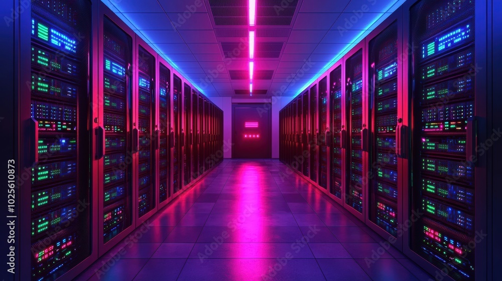 Generate an image showcasing a top-down perspective of corporate cloud security with servers emitting a vibrant glow Generate an image showcasing a top-down perspective of corporate cloud security with servers emitting a vibrant glow