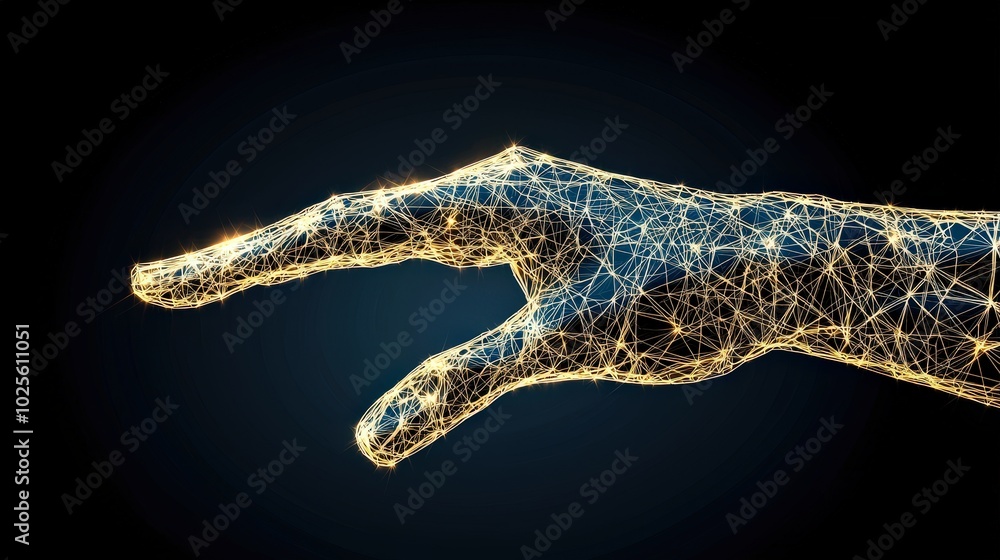 Naklejka premium Glowing Digital Hand Reaching Out Technology Concept