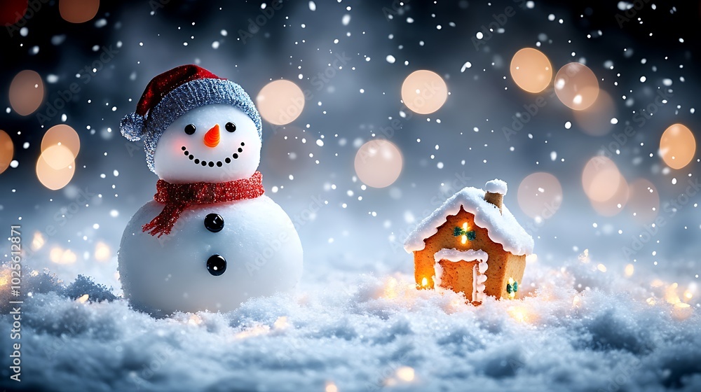 Playful Snowman in a Whimsical Winter Wonderland Playful Snowman in a Whimsical Winter Wonderland