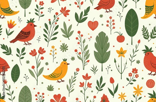 Seamless pattern with outdoor theme illustrations.