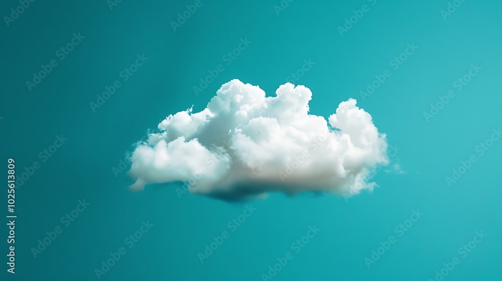 Naklejka premium A small, whimsical cloud against a bright teal background.