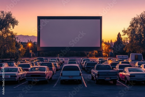 Empty drive-in movie screen, with copy space