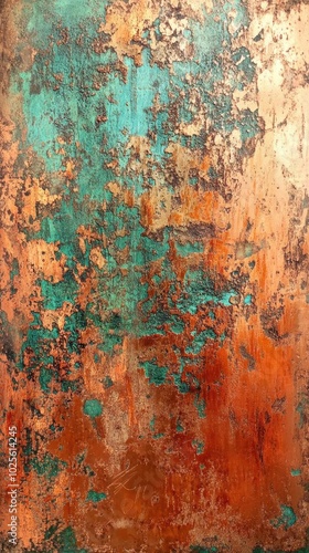 Copper and Turquoise: A Textured Abstract with Earthy Tones