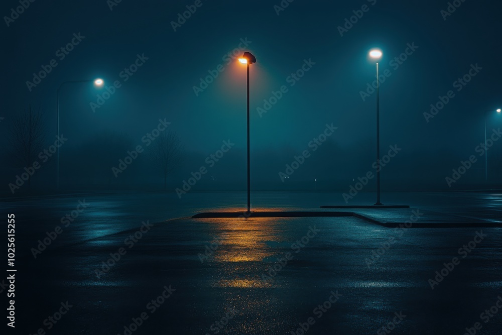 Empty parking lot at night standard, with copy space Empty parking lot at night standard, with copy space