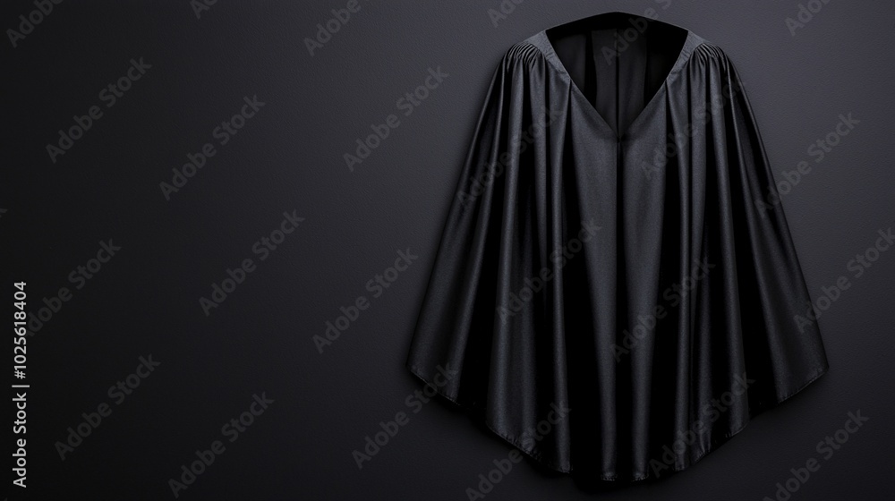Elegant Minimalist Black Graduation Stole in Dramatic Setting Elegant Minimalist Black Graduation Stole in Dramatic Setting