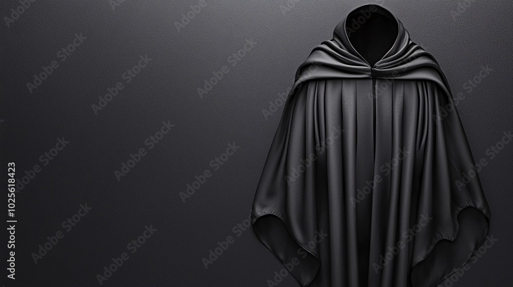 Naklejka premium Elegant Minimalist Black Graduation Stole Against Dark Backdrop