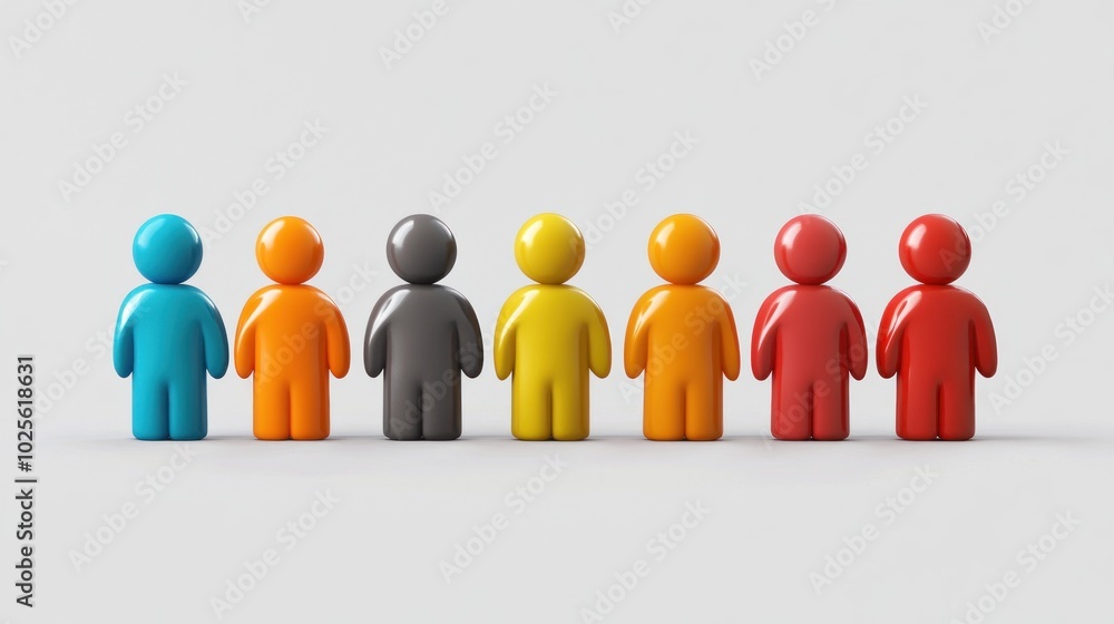 A lineup of colorful figurines representing diversity and inclusion. A lineup of colorful figurines representing diversity and inclusion.