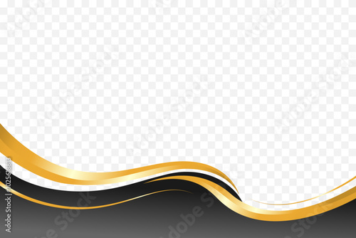 Luxurious wavy Black and gold vector background for sophisticated header and footer decorations.