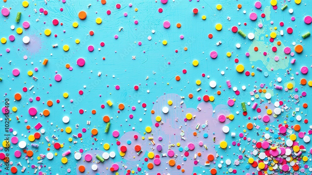 Cute Abstract Horizontal Background with Pastel Sprinkles and Confetti - High Dynamic Range Pop Art Style Cute Abstract Horizontal Background with Pastel Sprinkles and Confetti - High Dynamic Range Pop Art Style
