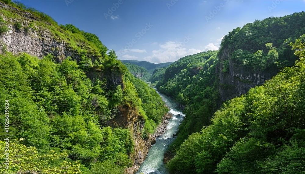 Cascading waterfalls add to the scenic beauty. Cascading waterfalls add to the scenic beauty.