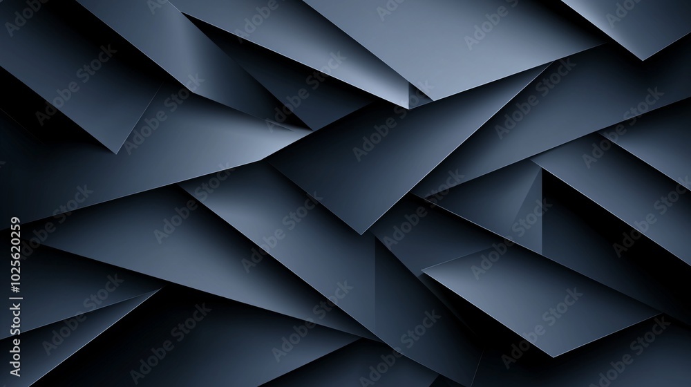 Obraz premium Abstract Dark Geometric Pattern with Sharp Angles and Spotlight Highlighting Edge