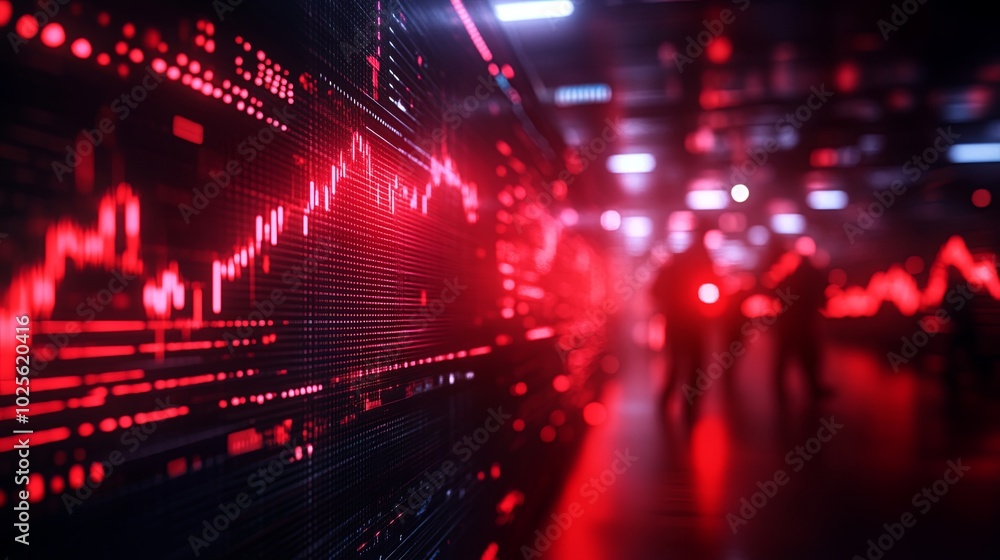 Fototapeta premium Dynamic stock market data visualization in a tech environment