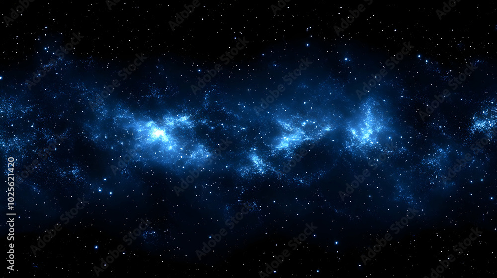 Obraz premium A Vibrant Blue Nebula Swirls Against a Starry Black Sky
