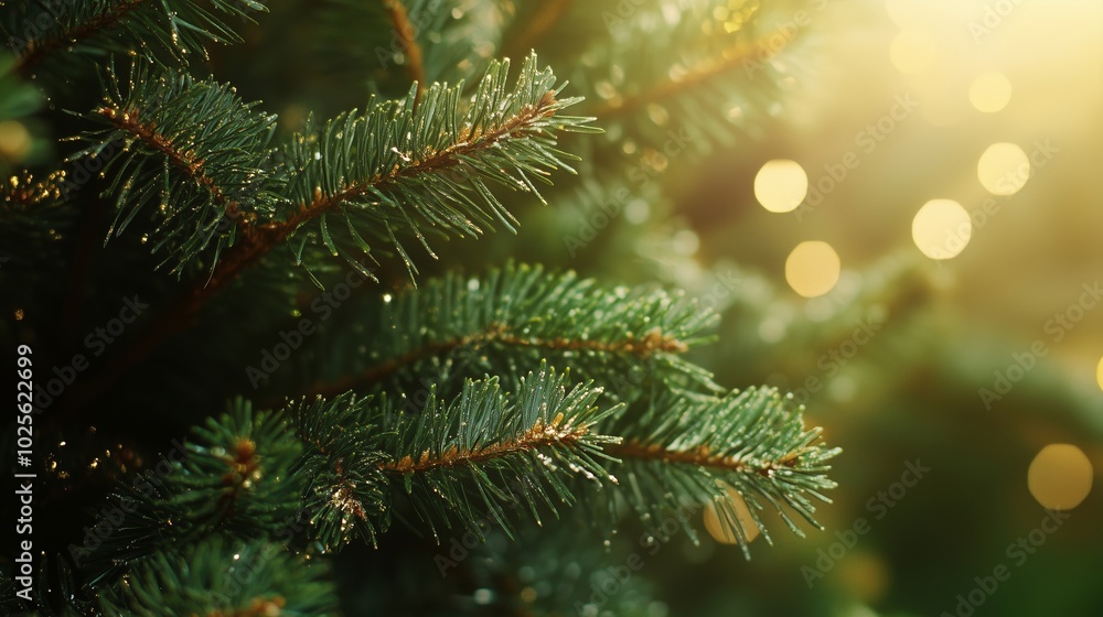 A Beautiful Close Up of Christmas Tree Branches and Lights A Beautiful Close Up of Christmas Tree Branches and Lights