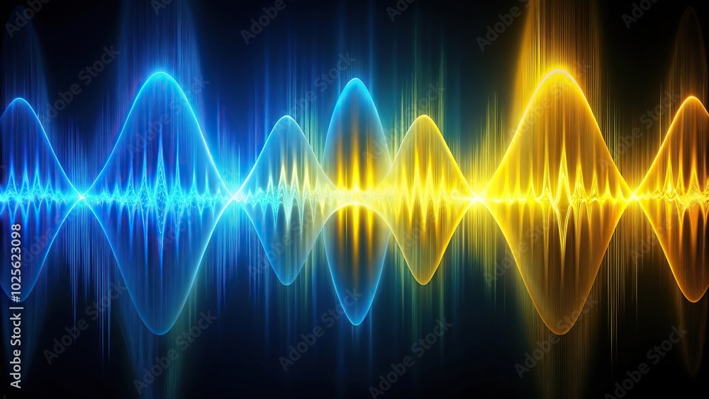 Electric yellow and blue sound waves create a visually striking medium shot Electric yellow and blue sound waves create a visually striking medium shot