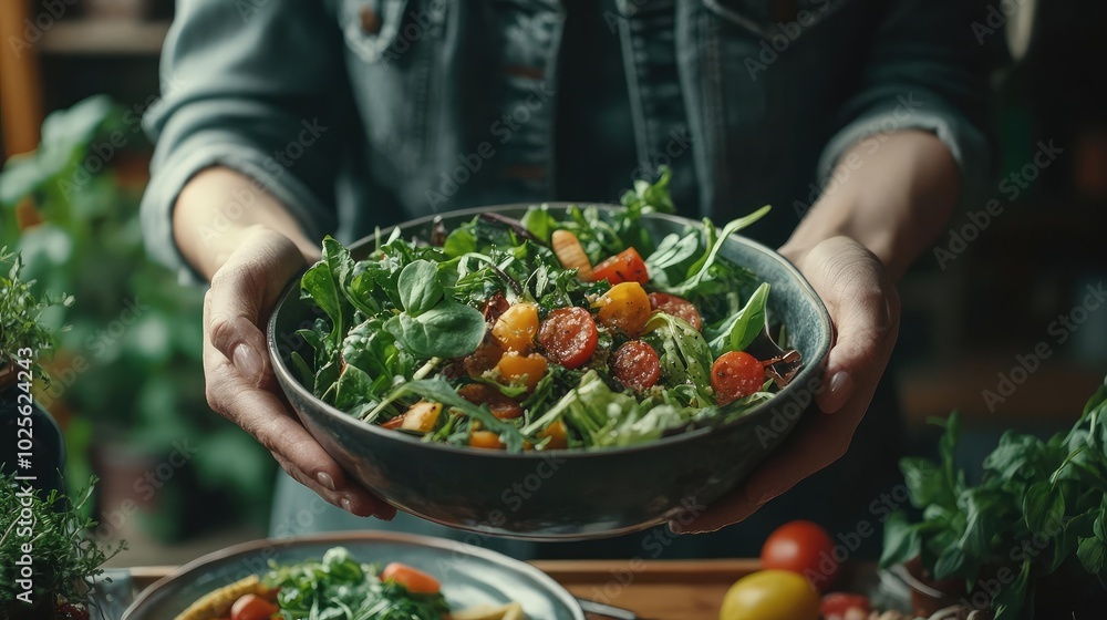 A person eating a plant-based meal, reducing their carbon footprint A person eating a plant-based meal, reducing their carbon footprint