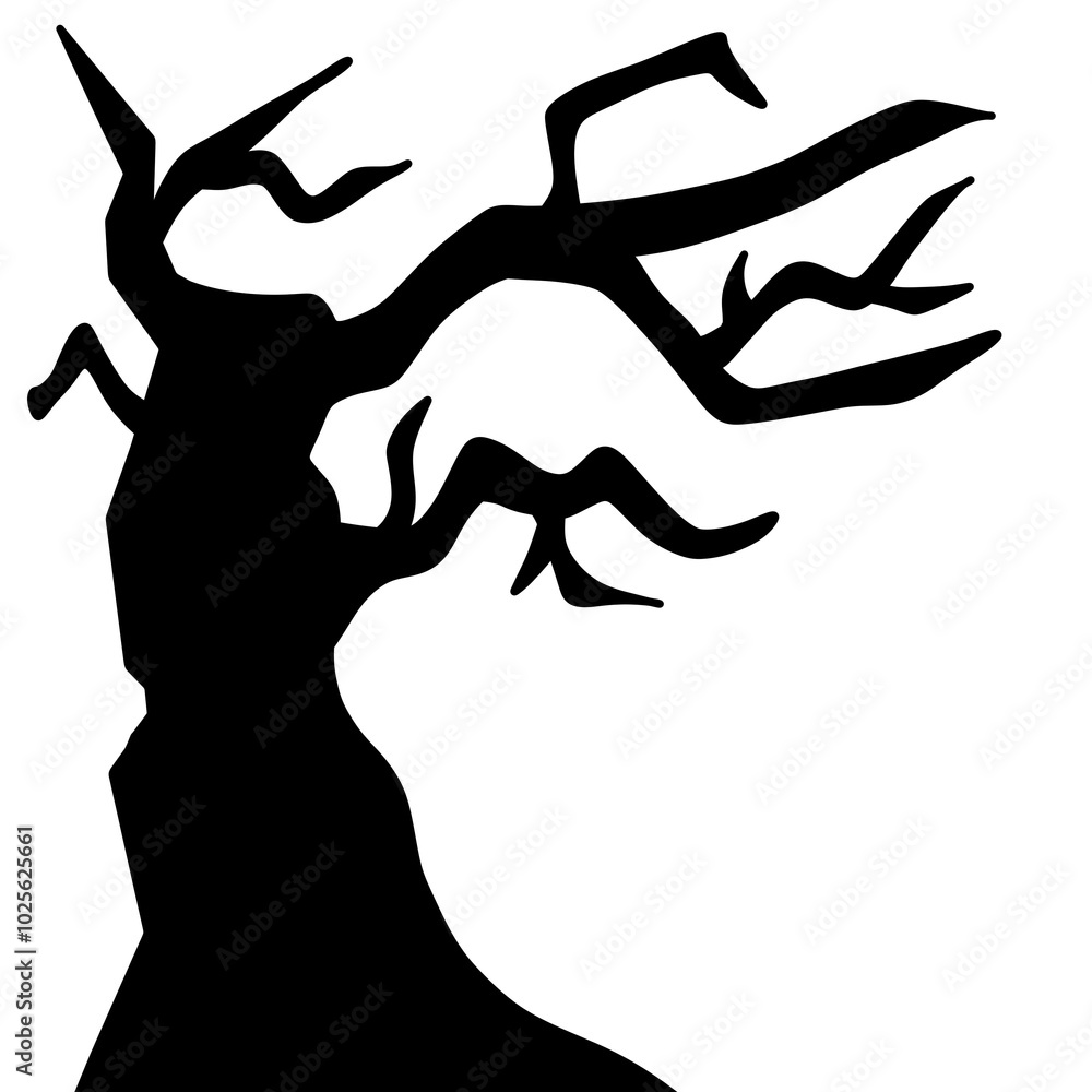 Halloween tree element illustration flat style Halloween tree element illustration flat style