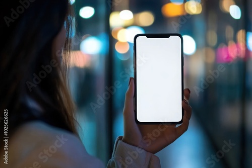 Influencer holding blank social media post, with copy space