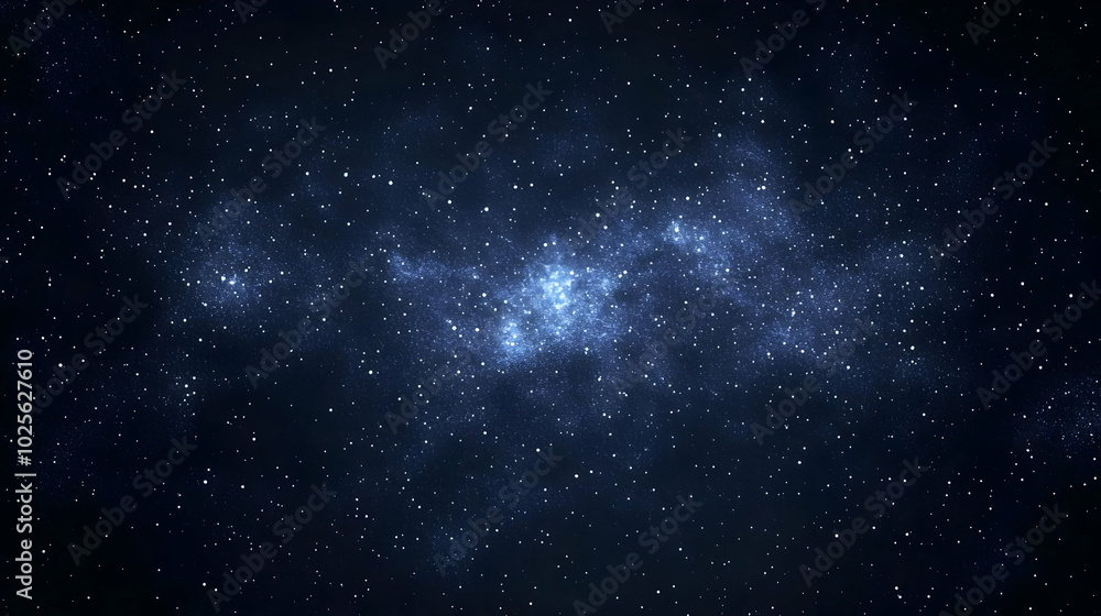 Fototapeta premium Abstract Night Sky with a Bright Nebula Shining in the Dark Space