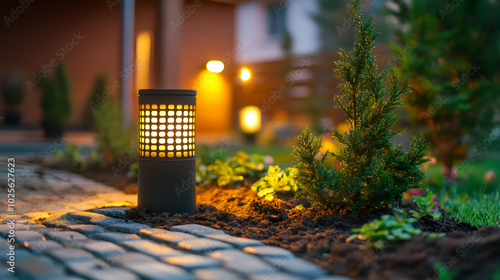 A glowing lantern illuminates a cobblestone path leading through a lush garden, surrounded by vibrant greenery and soft evening light. A glowing lantern illuminates a cobblestone path leading through a lush garden, surrounded by vibrant greenery and soft evening light.