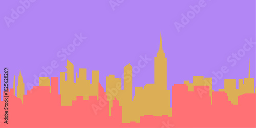 City skyline vector illustration. Urban landscape. Daytime cityscape in flat style. 