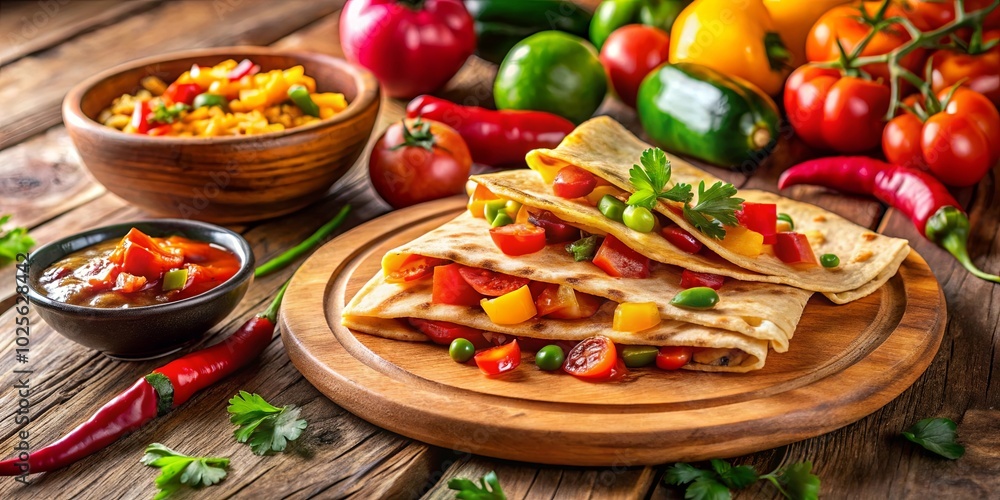 A vibrant and flavorful display of folded flatbreads filled with a medley of colorful vegetables, served alongside a bowl of vibrant salsa, a dish that promises a tantalizing culinary experience. A vibrant and flavorful display of folded flatbreads filled with a medley of colorful vegetables, served alongside a bowl of vibrant salsa, a dish that promises a tantalizing culinary experience.