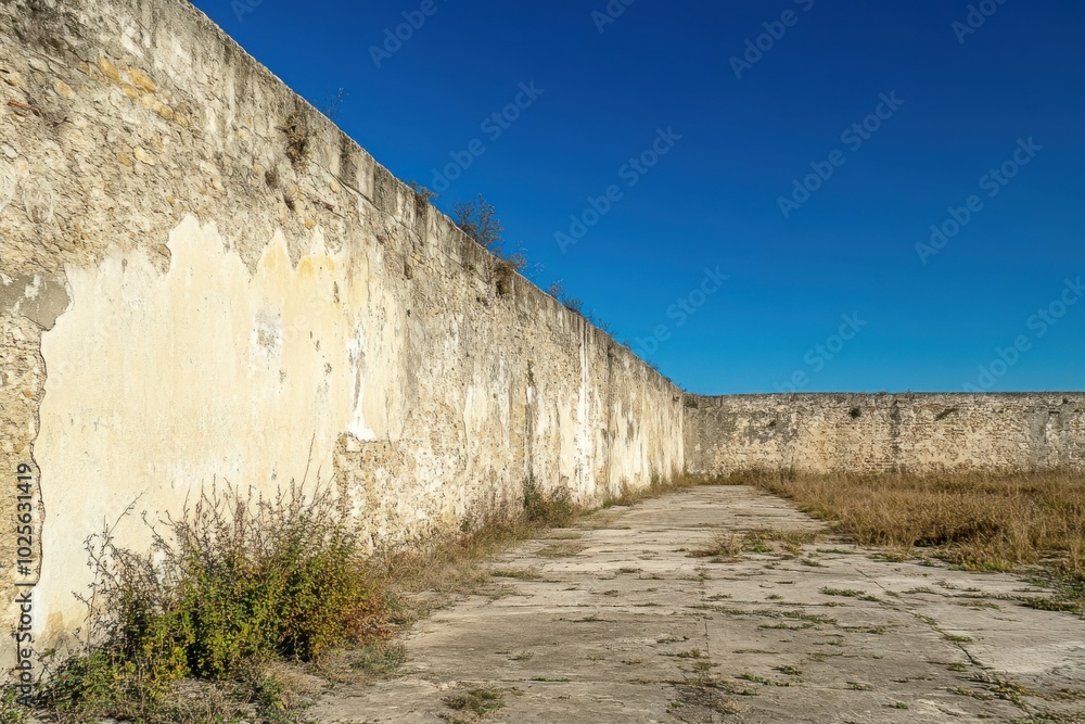 Massive wall separating social classes, with copy space Massive wall separating social classes, with copy space
