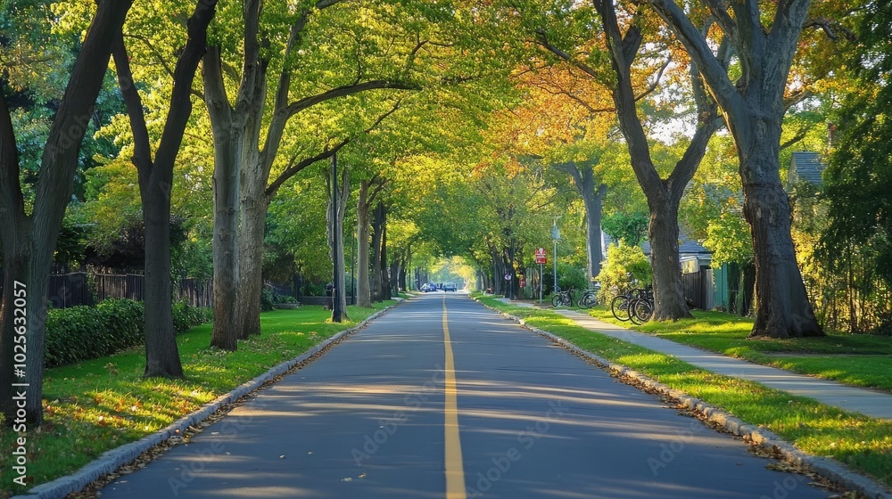 A tree-lined bike path, connecting neighborhoods and reducing traffic A tree-lined bike path, connecting neighborhoods and reducing traffic
