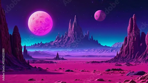 Alien Horizon in a Colorful Dreamlike World