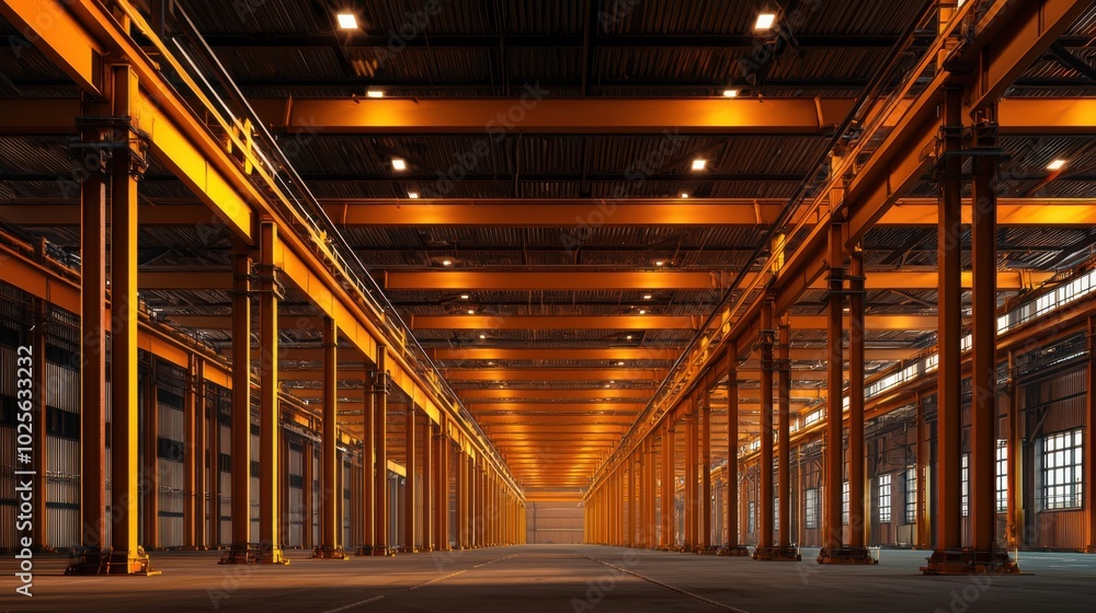 Gritty industrial background with steel beams and large mechanical structures Gritty industrial background with steel beams and large mechanical structures
