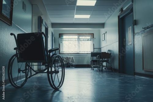 Neglected elderly in a care home, with copy space