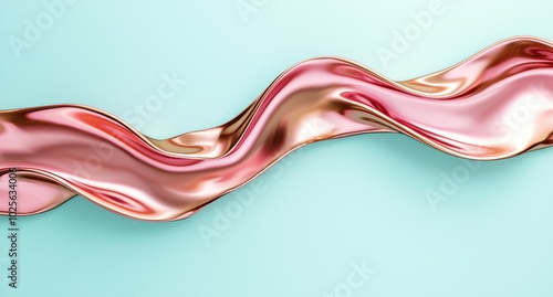 Flowing abstract liquid waves in pink and gold